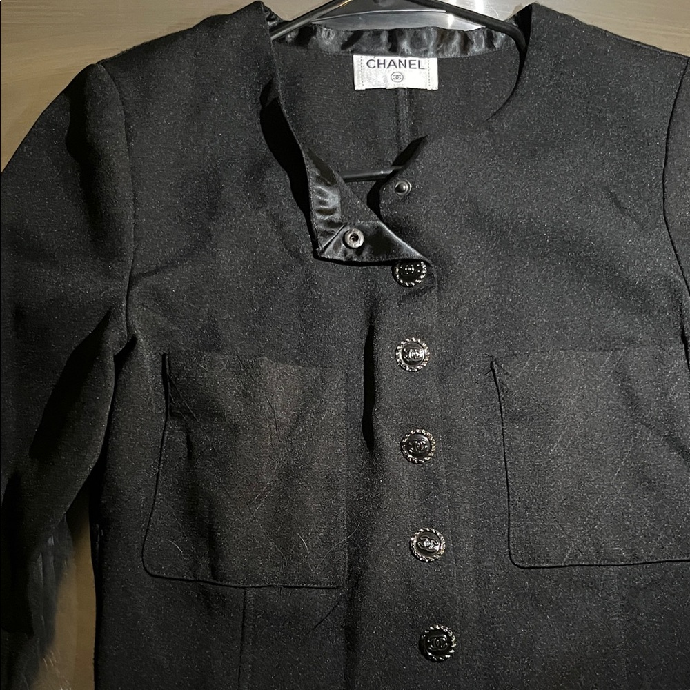 CHANEL Black Classic Button-Front Jacket - image 4